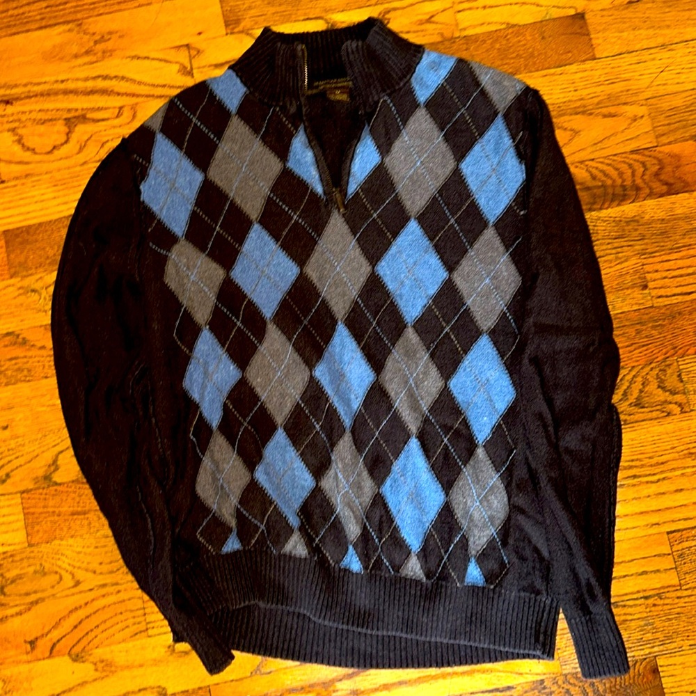 Argyle Sebastian Cooper cashmere cotton blend argyle sweater - EUC